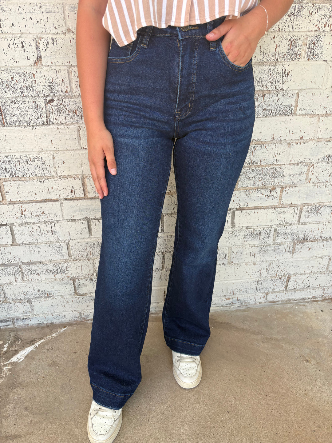 L&B Dark Wash High Rise Slim Trouser Jeans