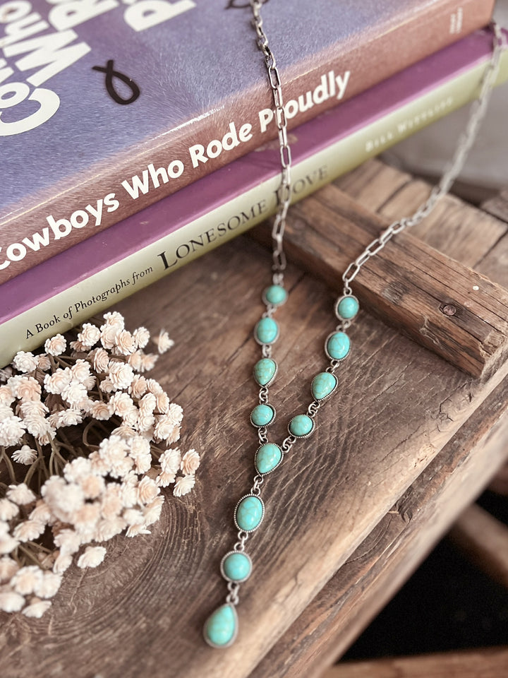 12 Stone and Chain Lariat Necklace - 4 Colors | gussieduponline