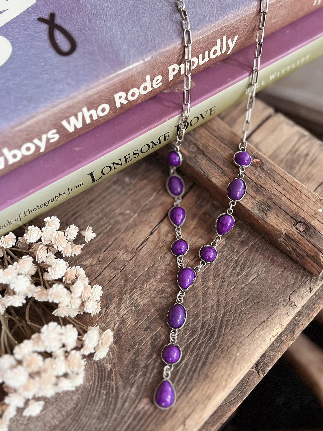 12 Stone and Chain Lariat Necklace - 4 Colors | gussieduponline