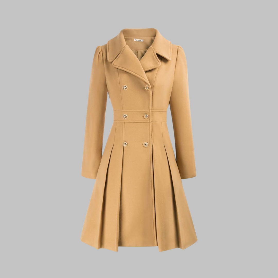 Dami - Classy Double Button Long Sleeve Coat