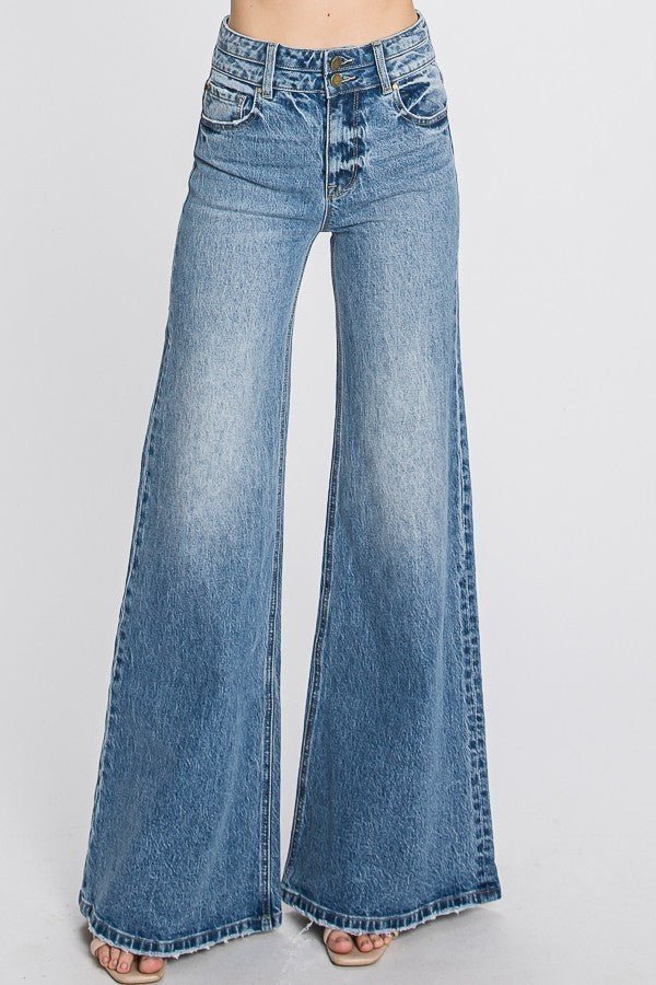 High Rise Comfort Stretch Vintage Wide Leg Jeans | gussieduponline