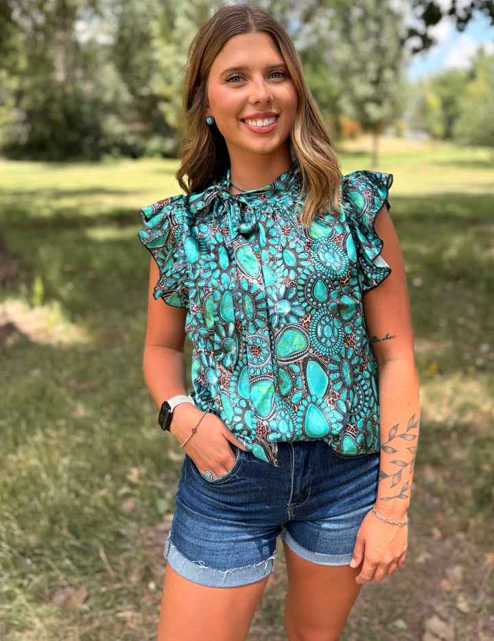 Sterling Kreek Wild Charm Turquoise Top