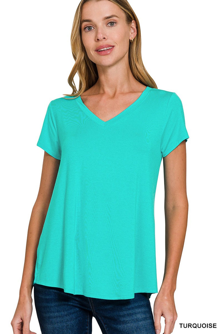 Zenana Rayon Short Sleeved Round Hem Top
