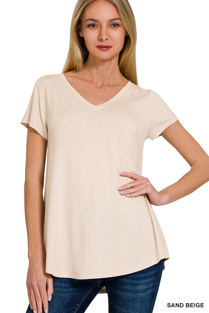 Zenana Rayon Short Sleeved Round Hem Top