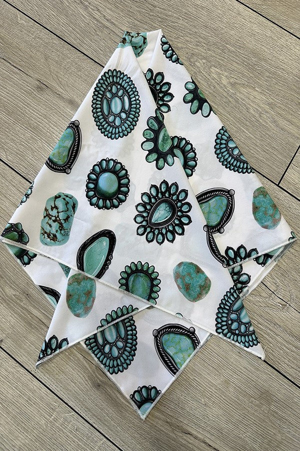Western Turquoise Jewel Print Scarf