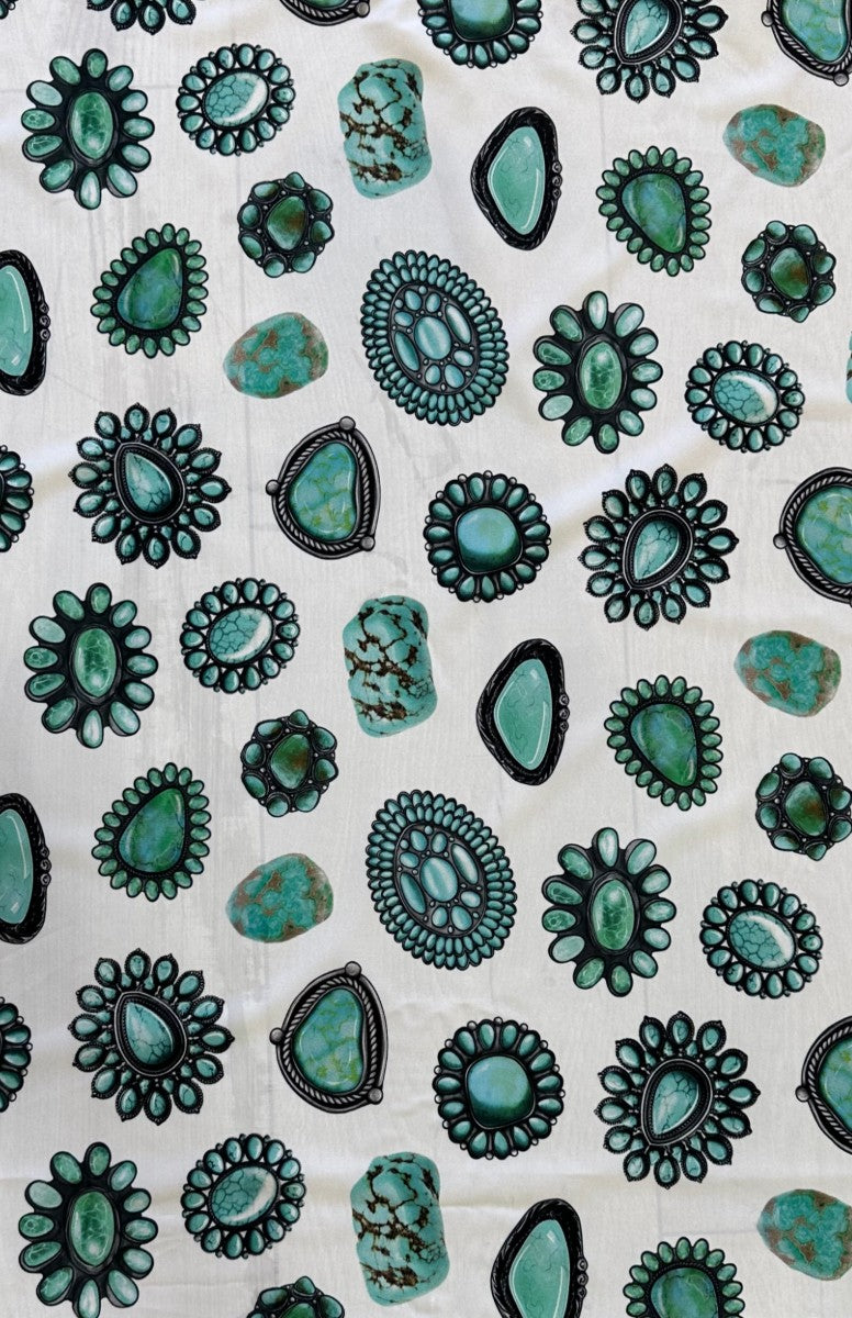 Western Turquoise Jewel Print Scarf