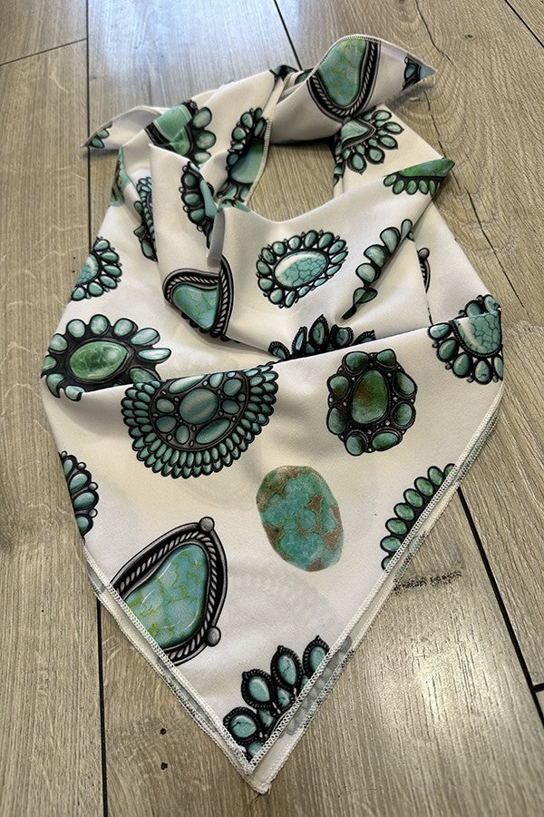 Western Turquoise Jewel Print Scarf