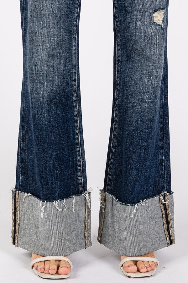 Petra Mid Rise Relaxed Flare w/ Cuffed Hem