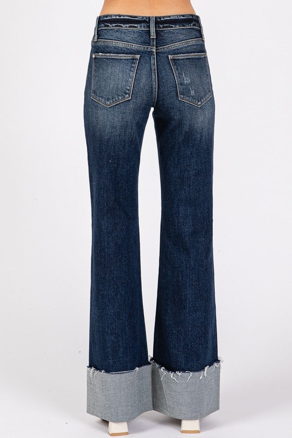 Petra Mid Rise Relaxed Flare w/ Cuffed Hem