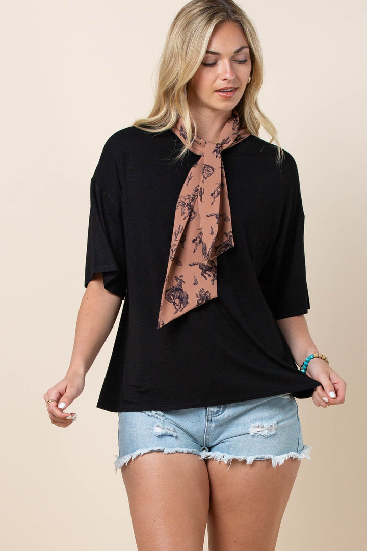 Bronc Twilly Scarf Woven Black Top