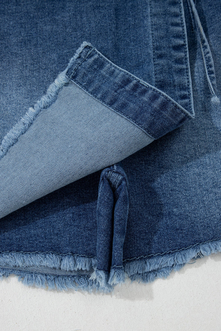 Denim Wrapped Tied Waist Skort
