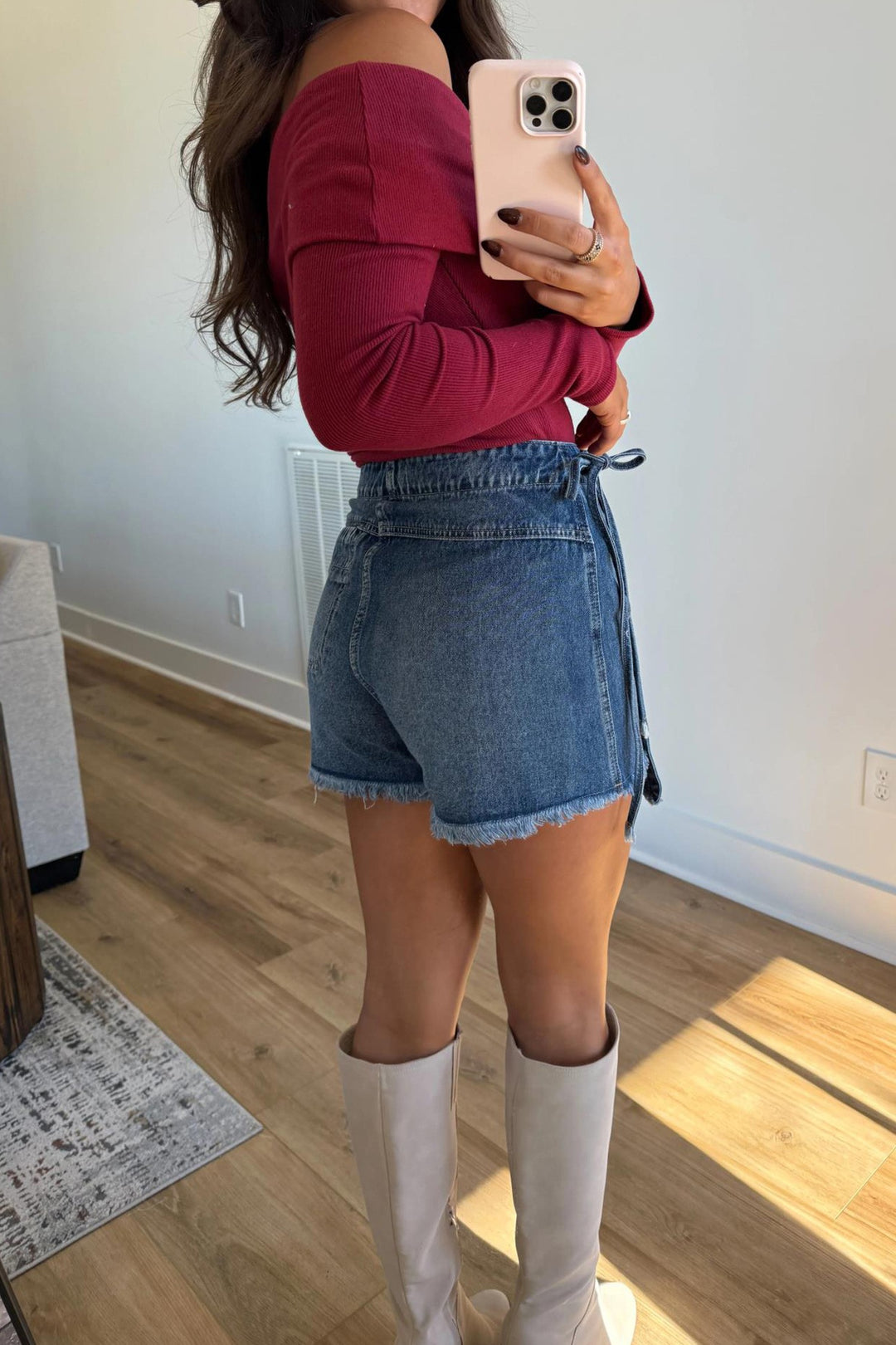 Denim Wrapped Tied Waist Skort