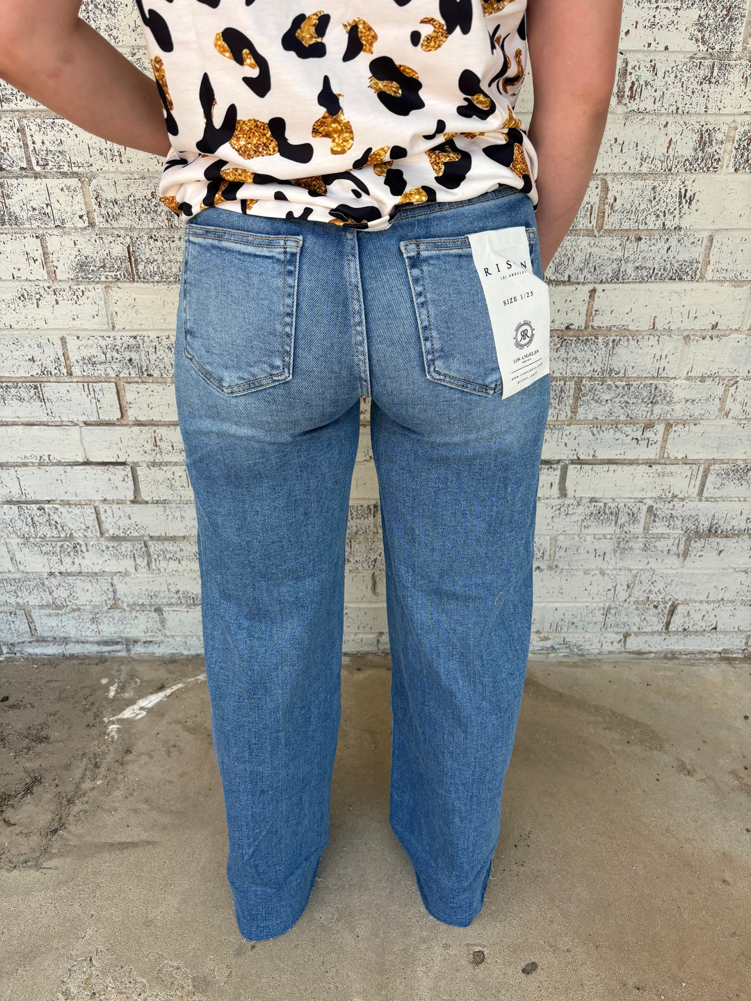 Risen High Rise Wide Leg Cuffed Jeans