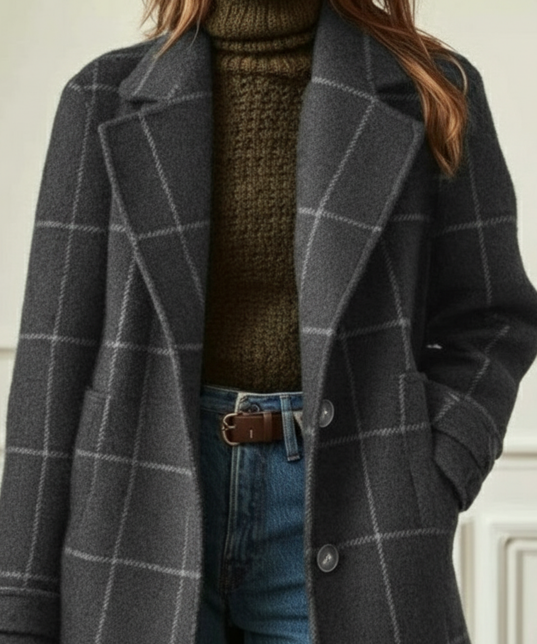 Jennifer Wool Check Coat