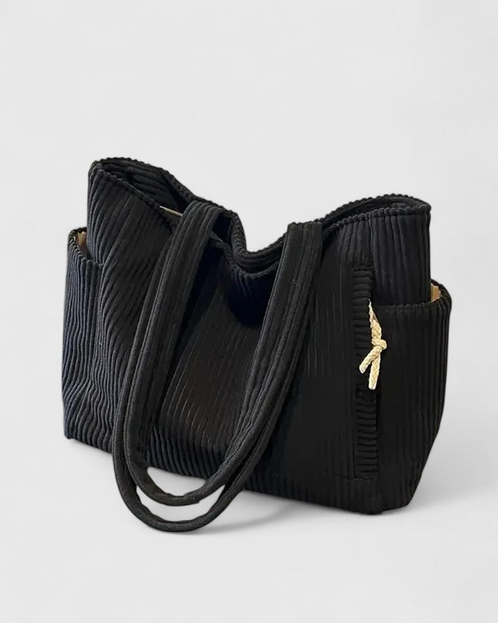 Liorane | Luxurious Ribbed Tote Bag With Cord Detail