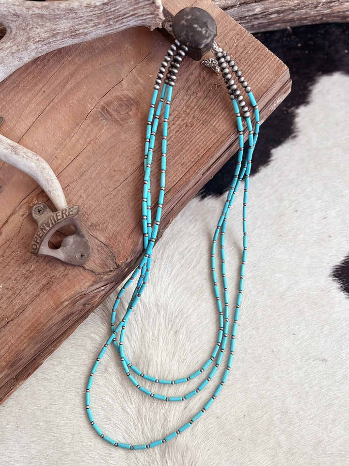 3-Strand Beaded Navajo Long Necklace - 2 Colors | gussieduponline