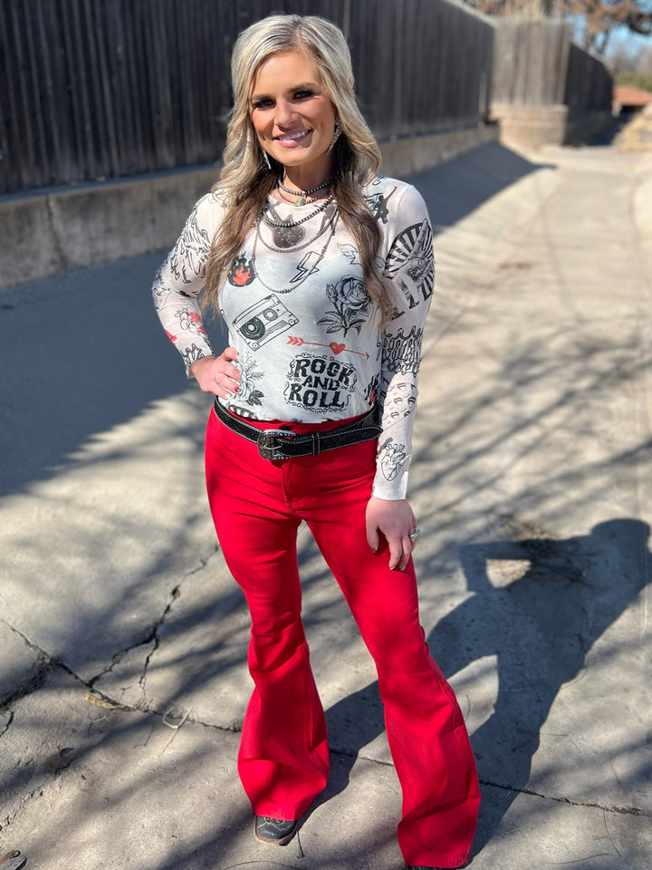 Seeing Red Super Stretch Bell Bottoms