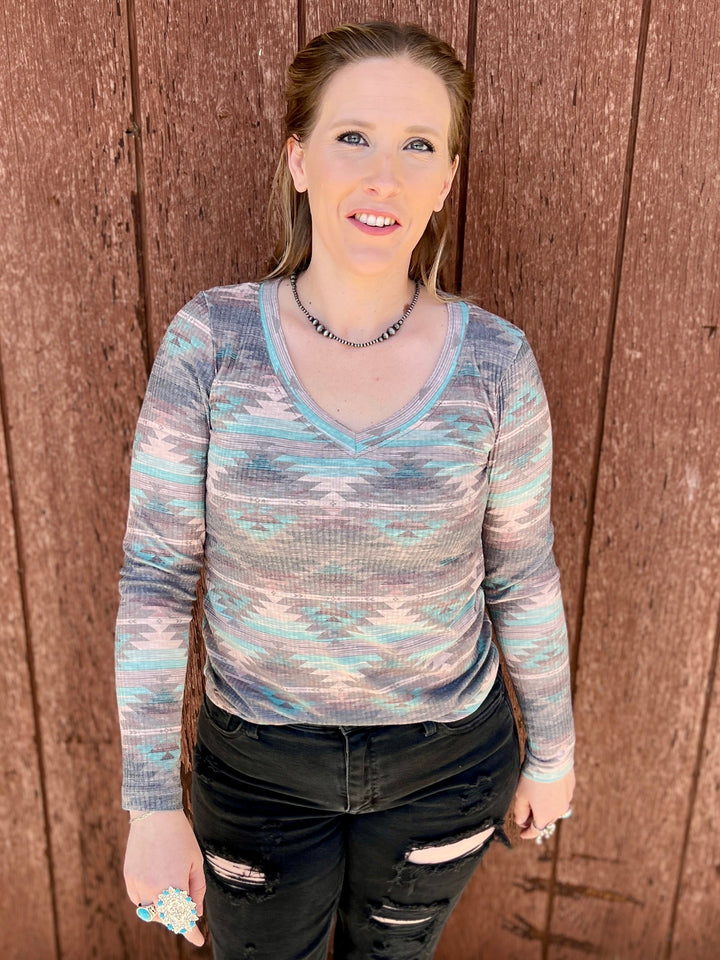 Burned Out Aztec Top | gussieduponline