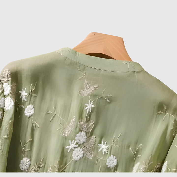 Nellie | Elegant Top With Embroidered Flowers