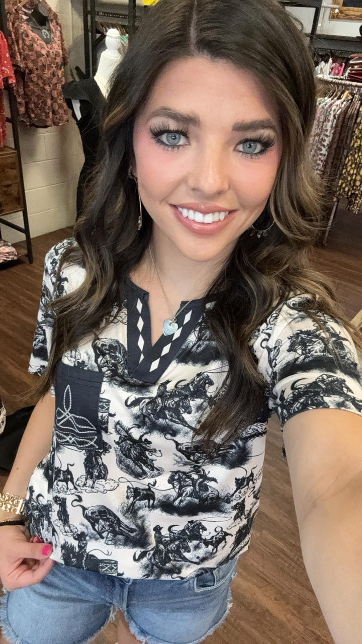 Sterling Kreek Rodeo Road Bootstitch Top