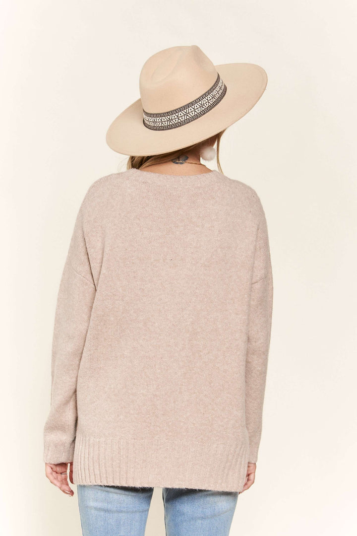 Plus Ribbed Round Neck Sweater Top | gussieduponline