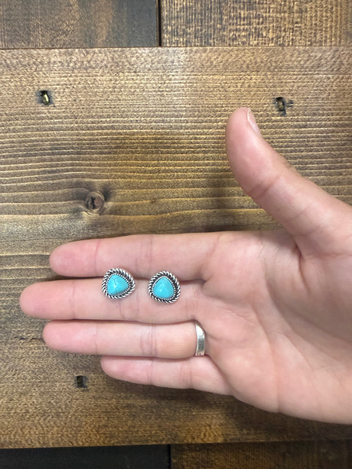 7mm Irregular Turquoise Stud Earrings