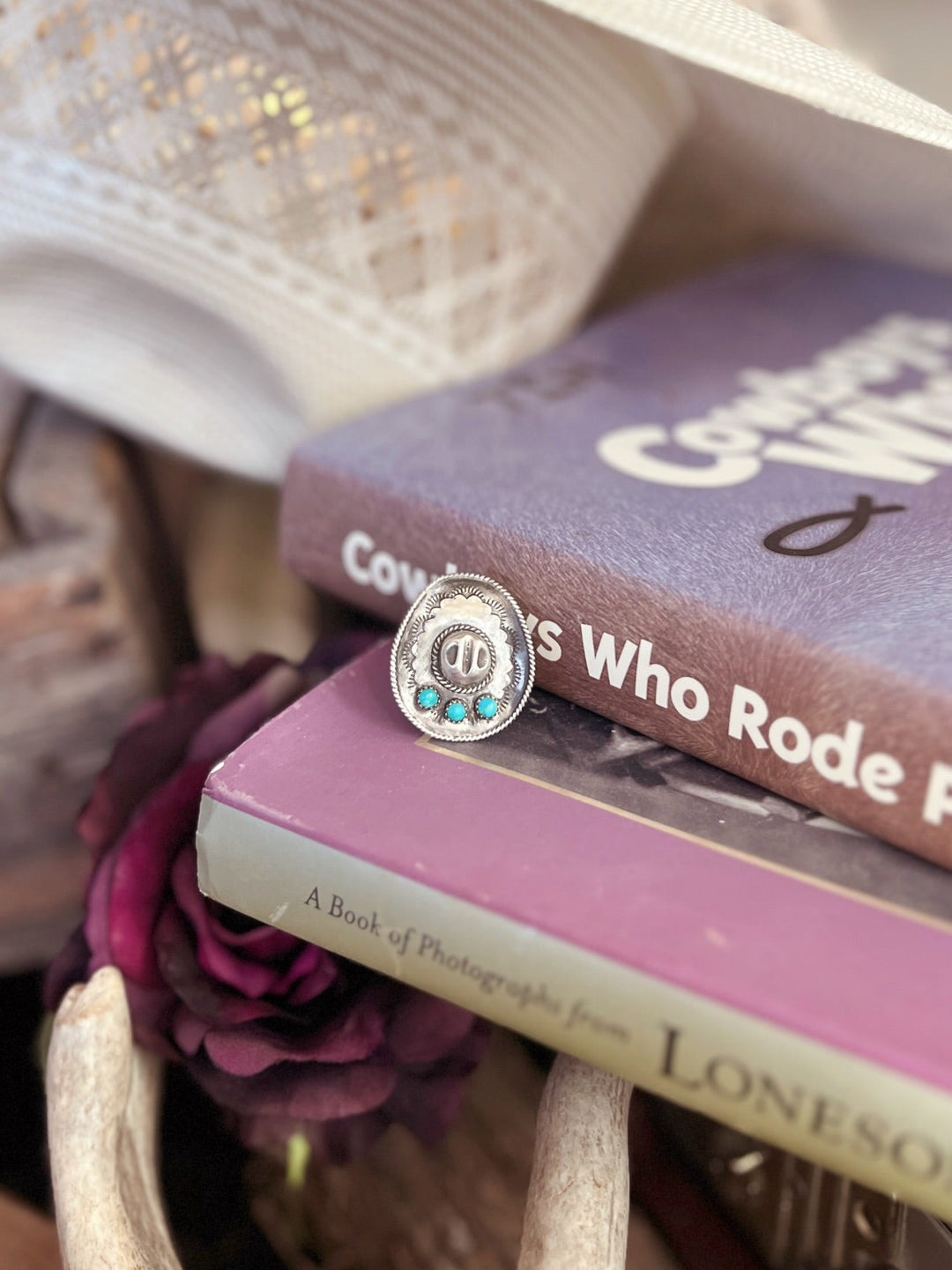 Sterling Silver Cowboy Hat Navajo ring | gussieduponline