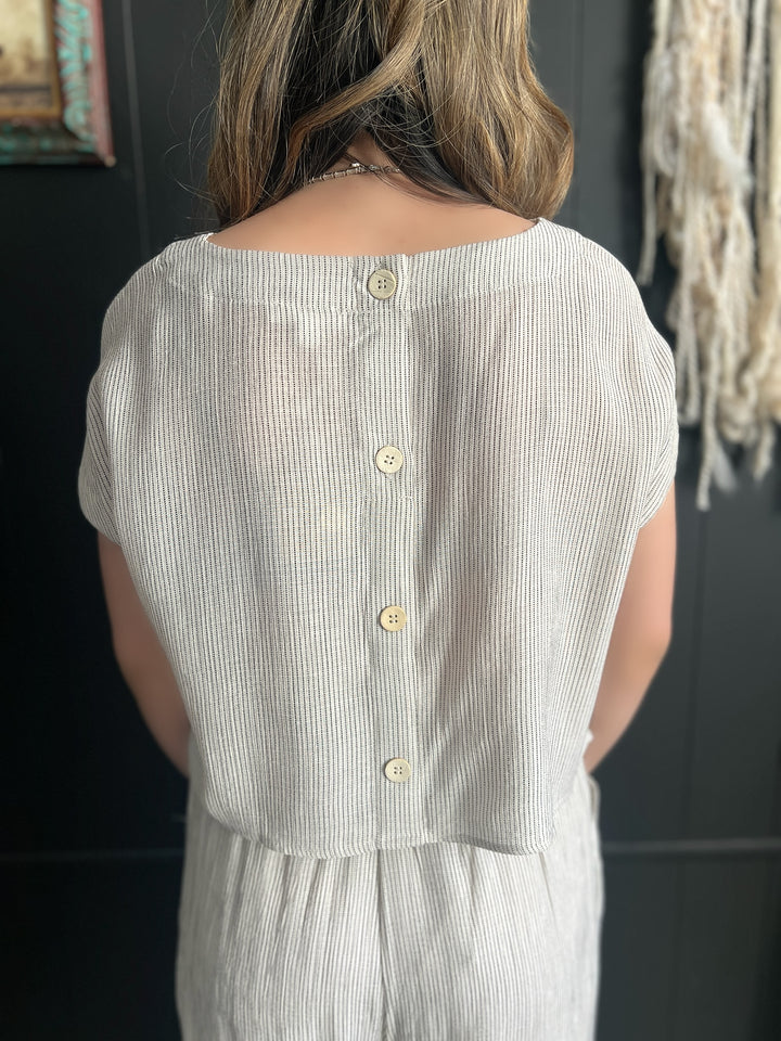 Natural Pinstriped Button Back 2 Piece Set*