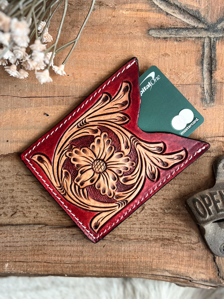 American Darling Tooled Leather Card Holder | gussieduponline