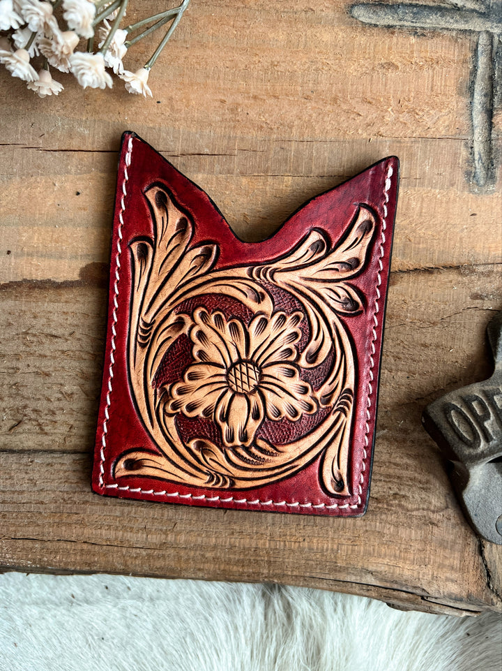 American Darling Tooled Leather Card Holder | gussieduponline