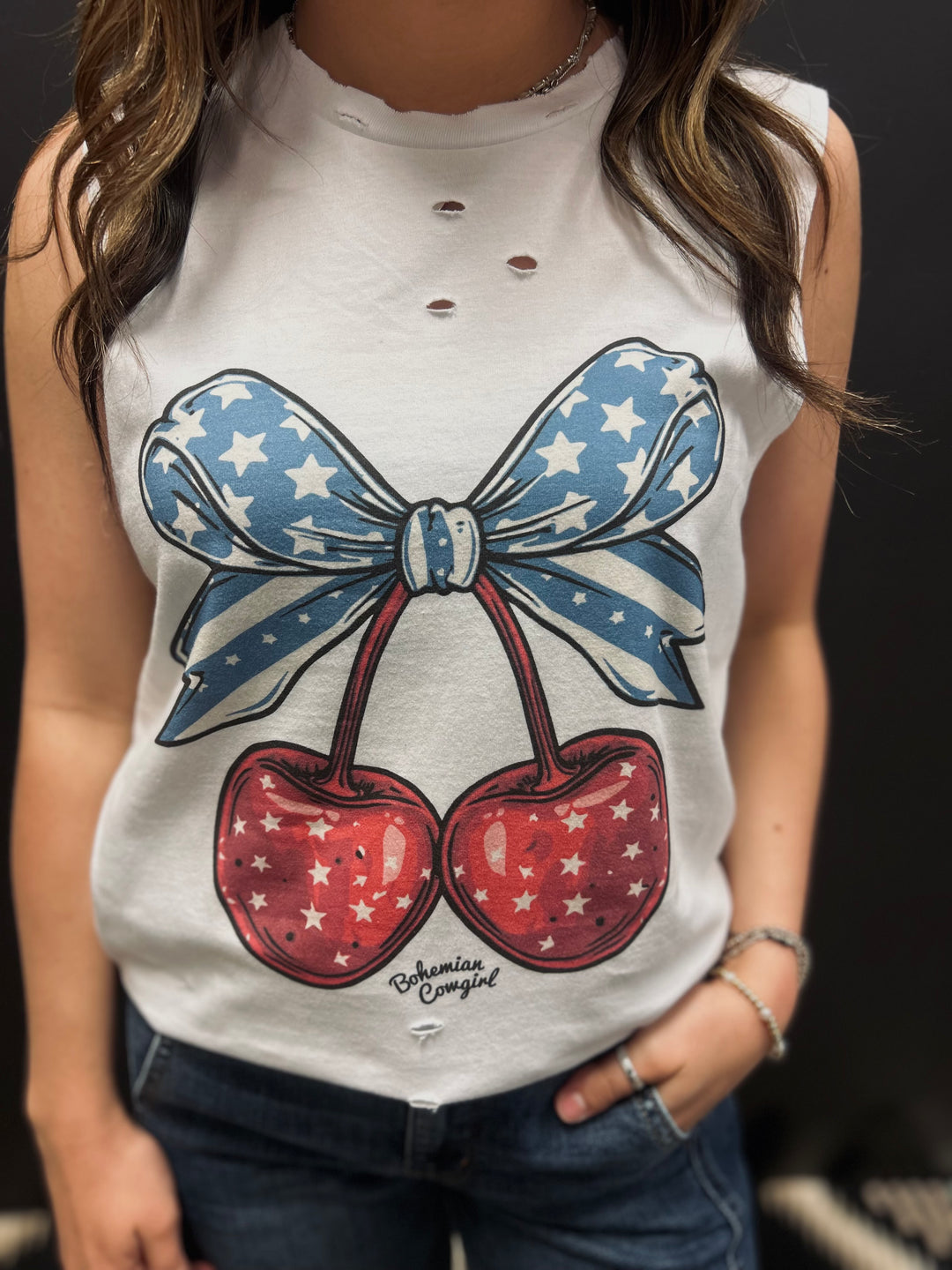 Americana Cherry Holy Tank Top*