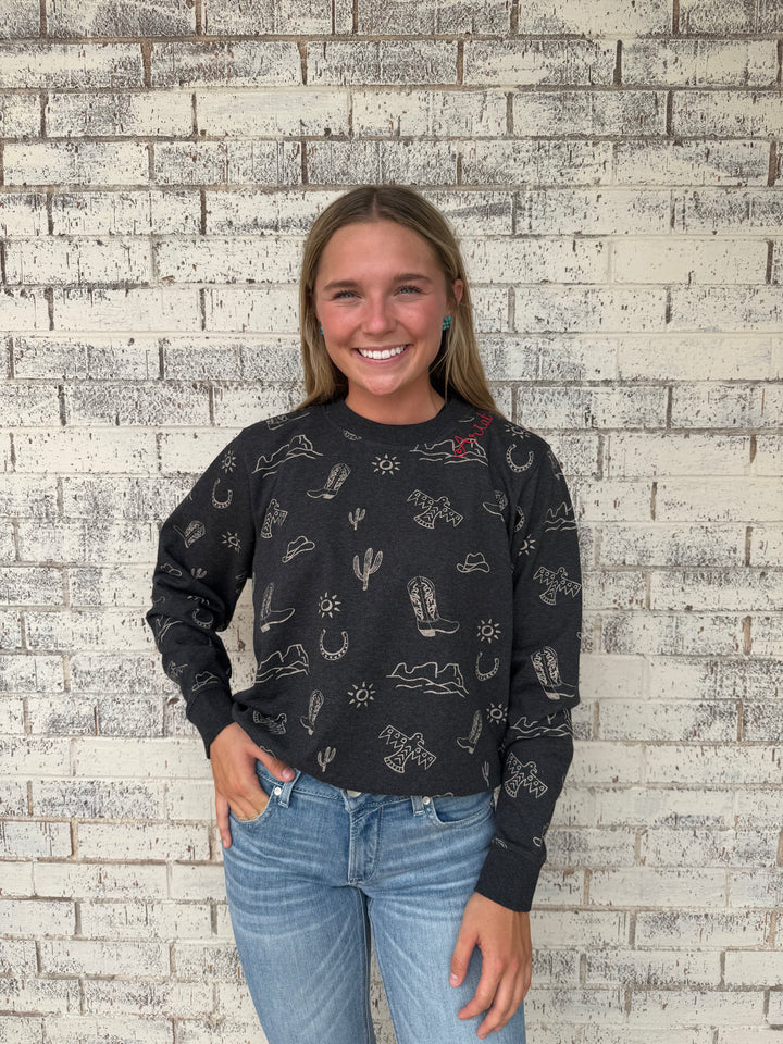 Ariat Western Print Crewneck Sweatshirt