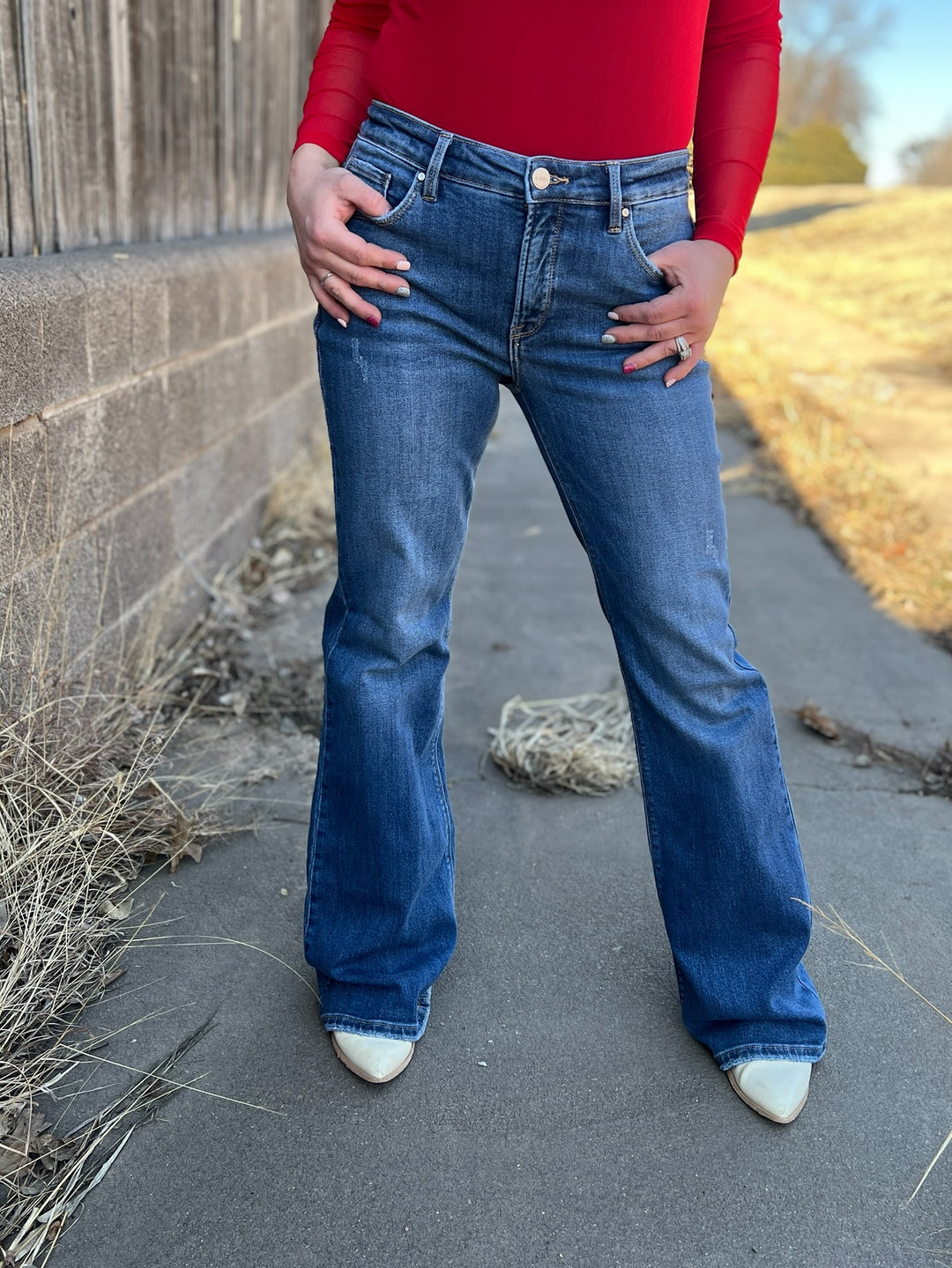 Basic Flare Mid Rise Tummy Control Jeans*