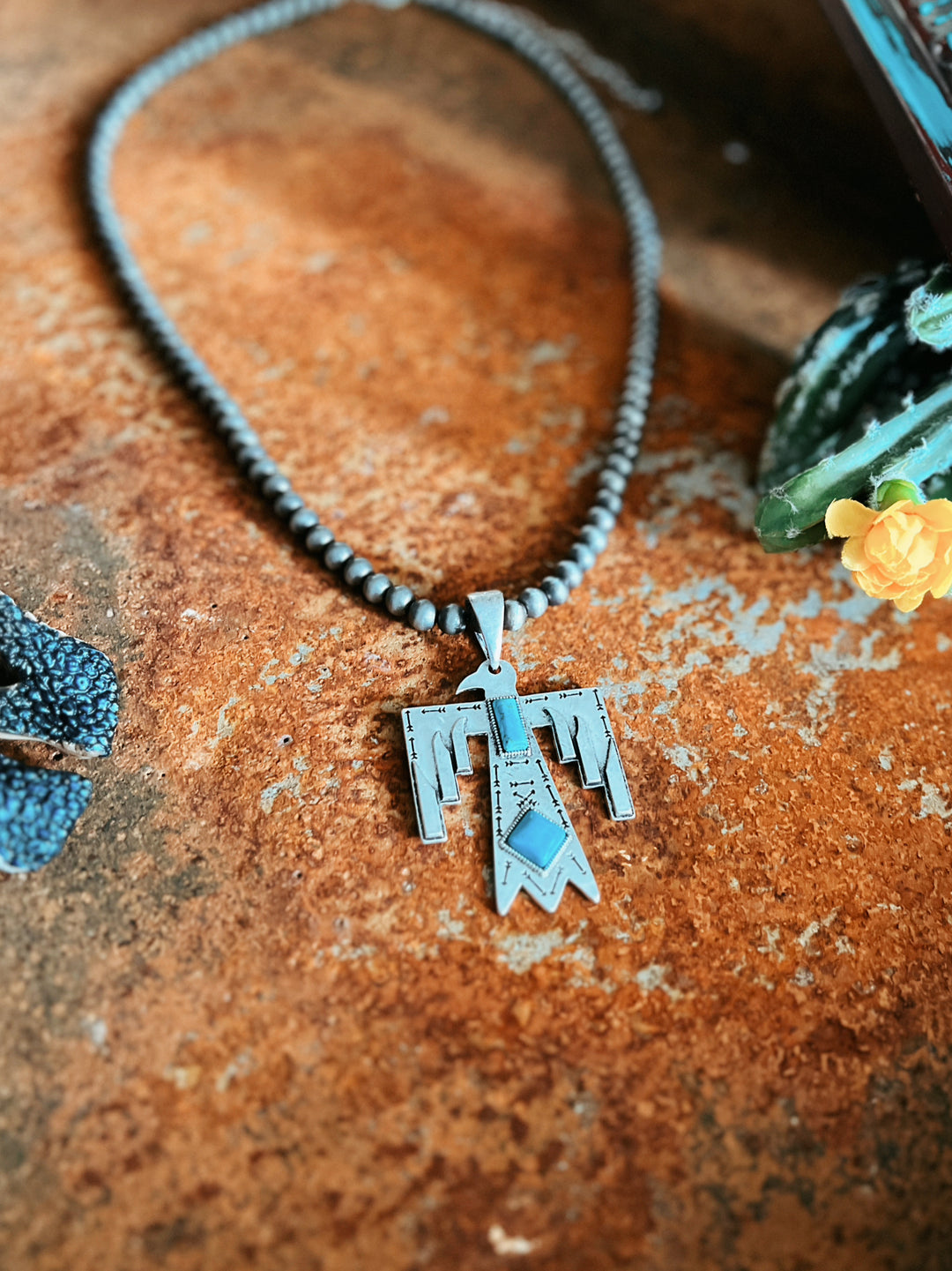 Big Thunderbird Turquoise Necklace | gussieduponline