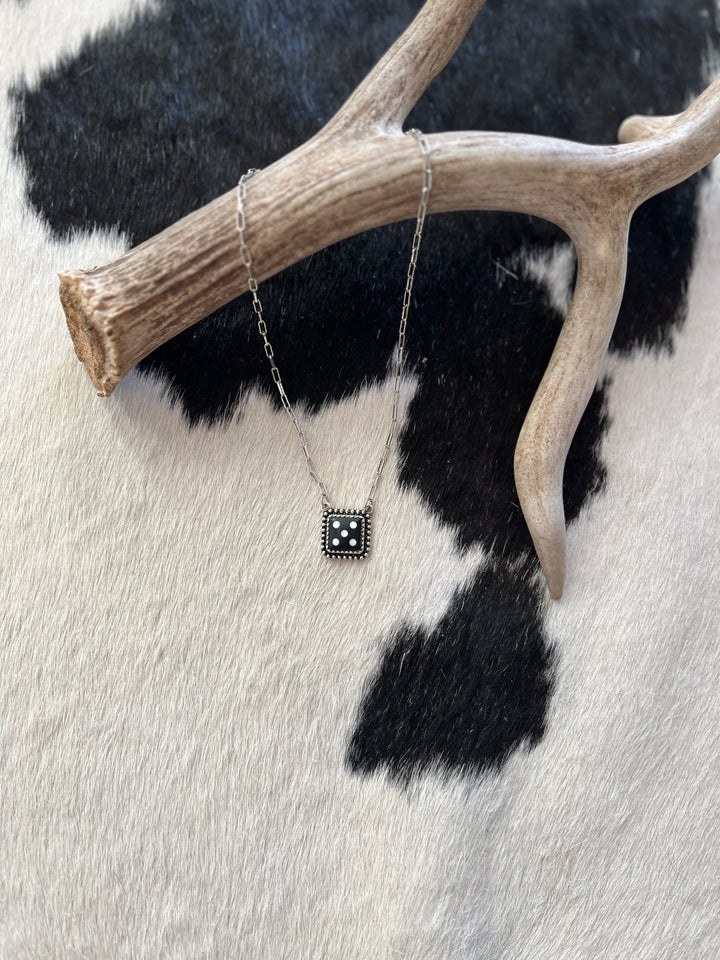 Black 5 Dice Little Chain Link Necklace