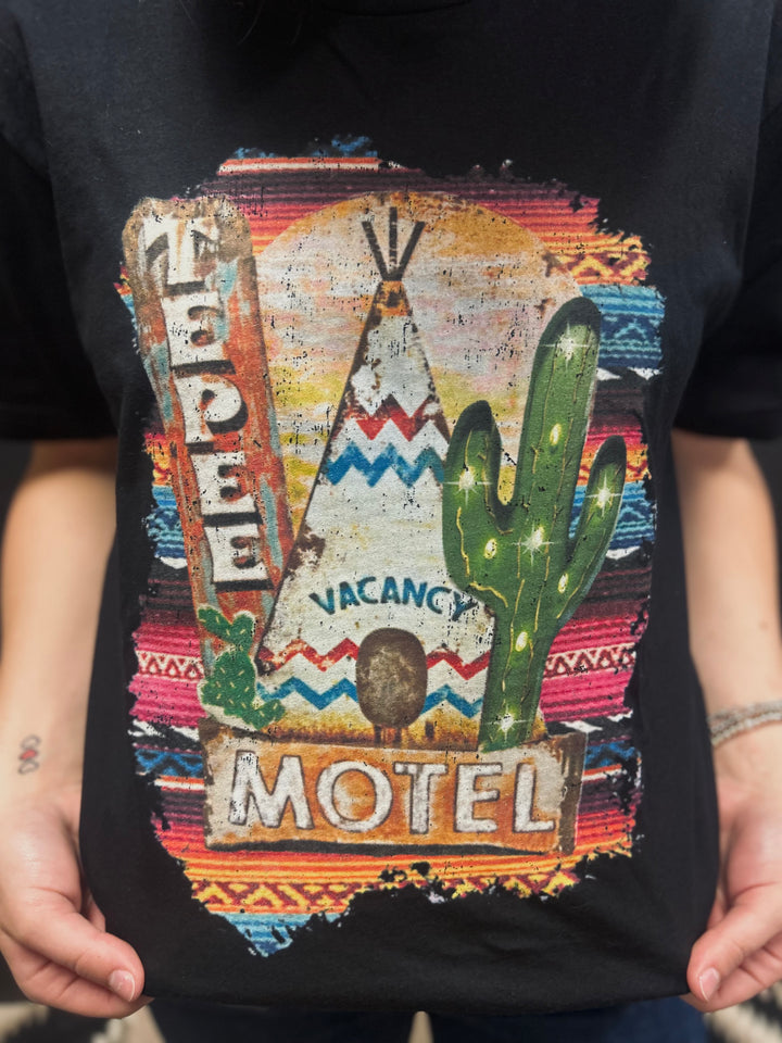 Black Western Motel Vintage Graphic Tee