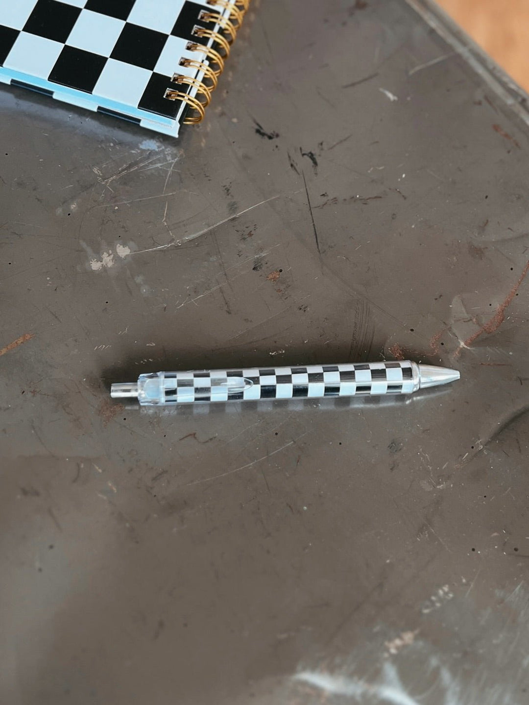 Black & White Checkered Notebook and Pen | gussieduponline