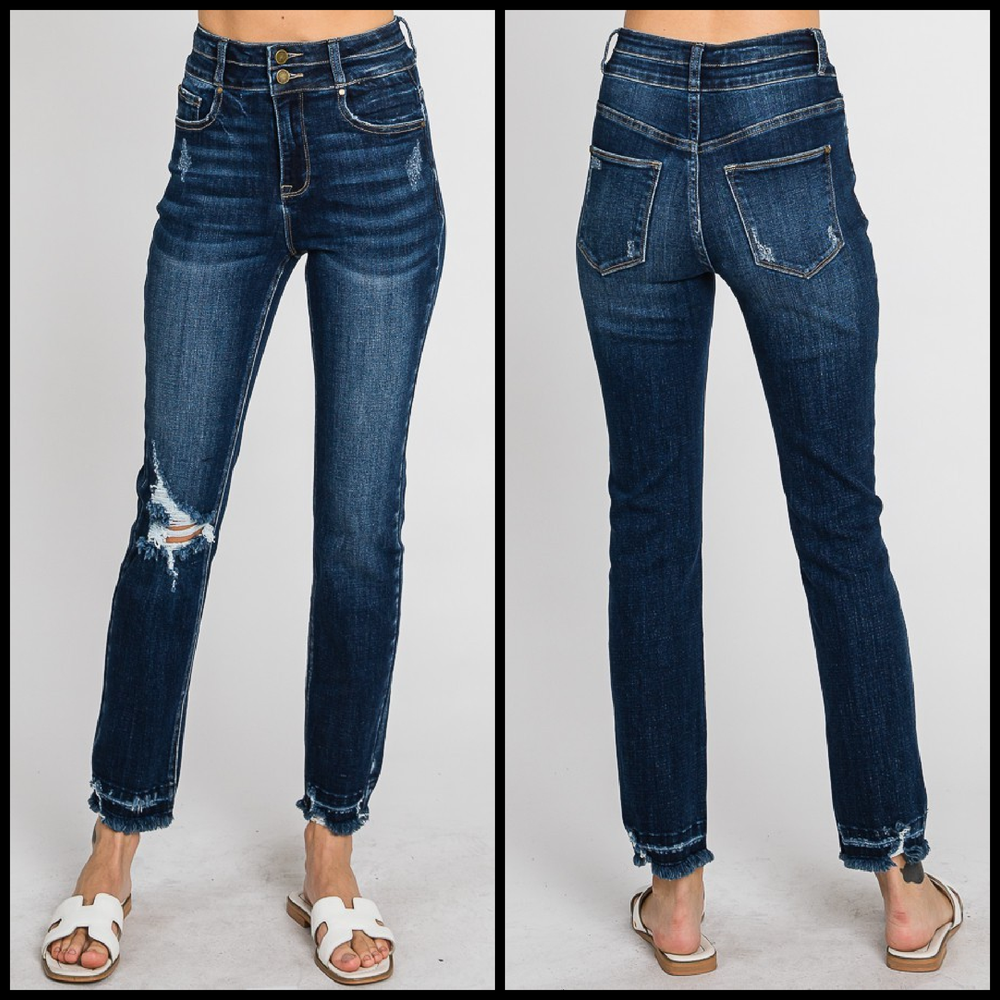 Destroyed Super High Rise Stretch Slim Straight | gussieduponline