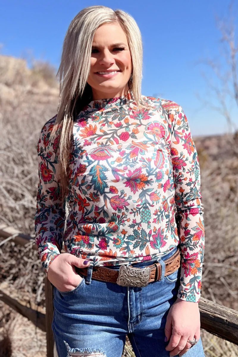 Buy Myself Flowers Mesh Top | gussieduponline