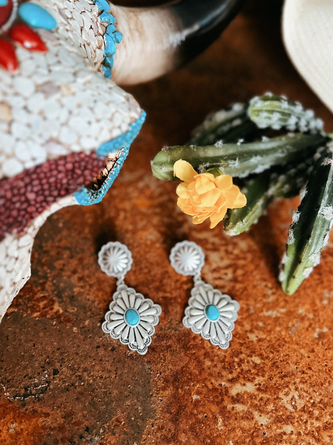 Concho Turquoise Post Earrings | gussieduponline