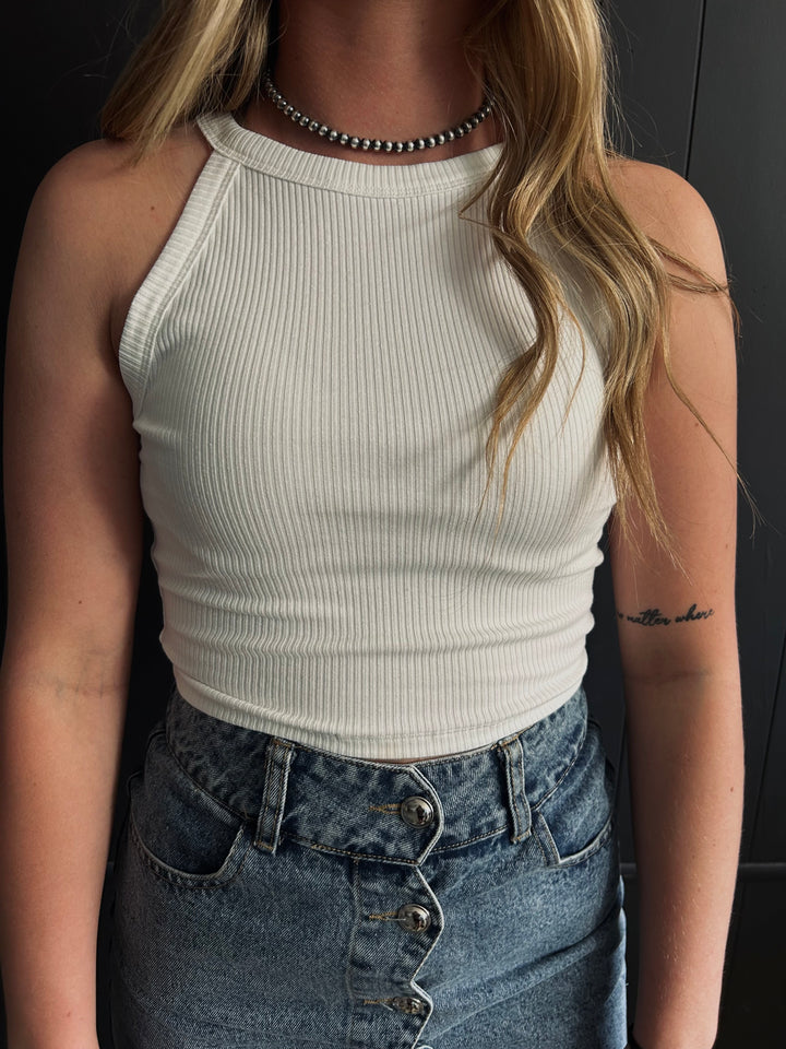 Cropped Sleeveless Knit Halter Top-5 Colors