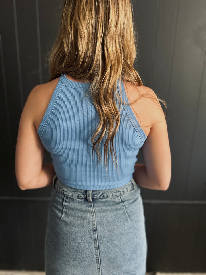 Cropped Sleeveless Knit Halter Top-5 Colors