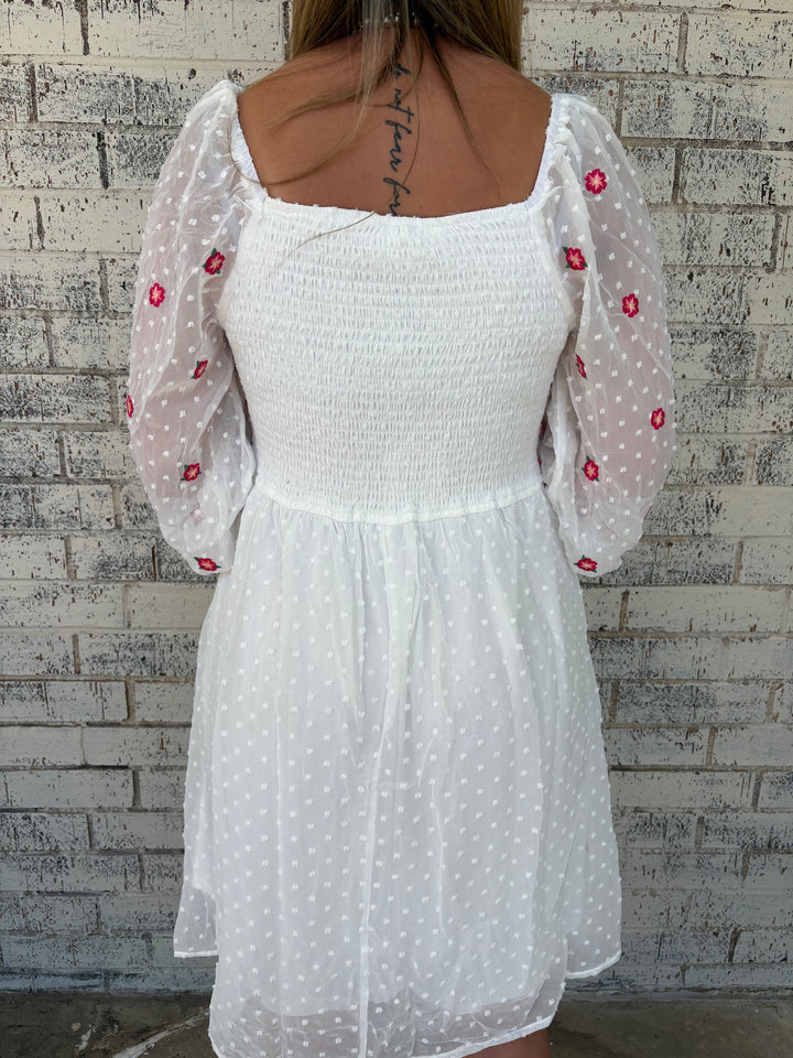 Ivory Floral Embroidered Dress