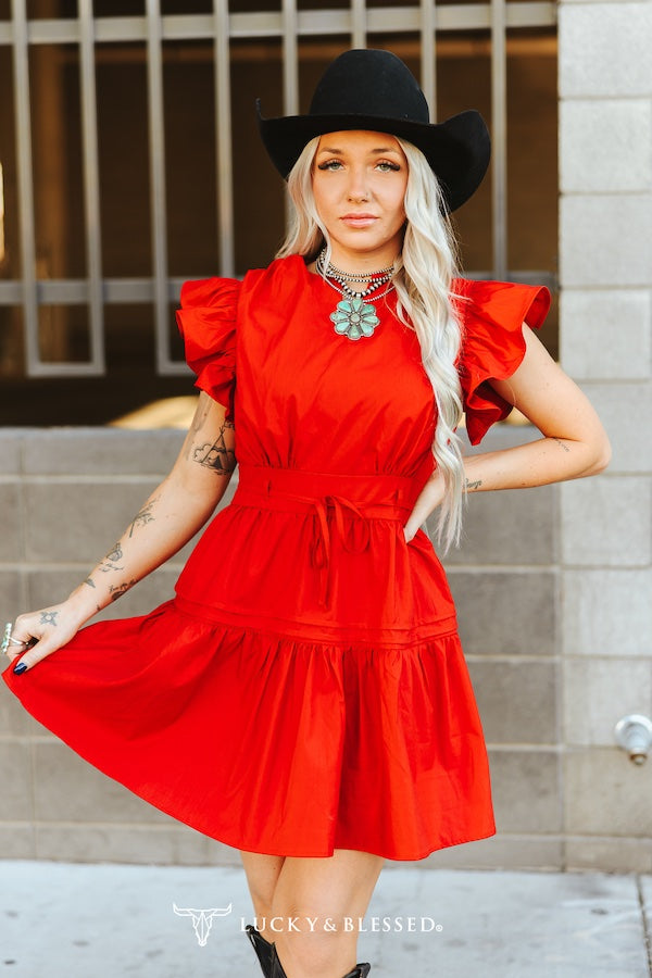 L&B Short Sleeve Ruffle Dress - 2 Colors