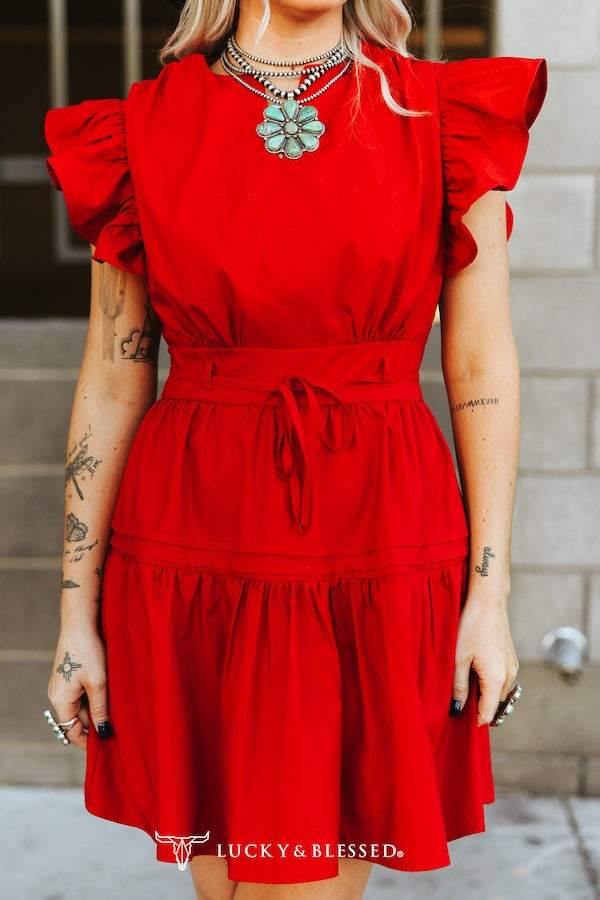 L&B Short Sleeve Ruffle Dress - 2 Colors