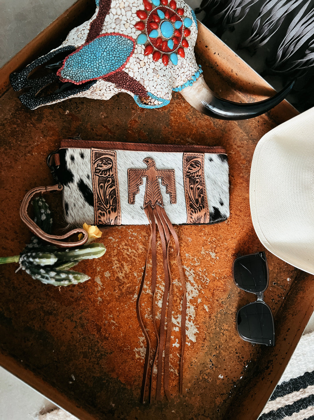 Darling Leather Thunderbird Wristlet | gussieduponline