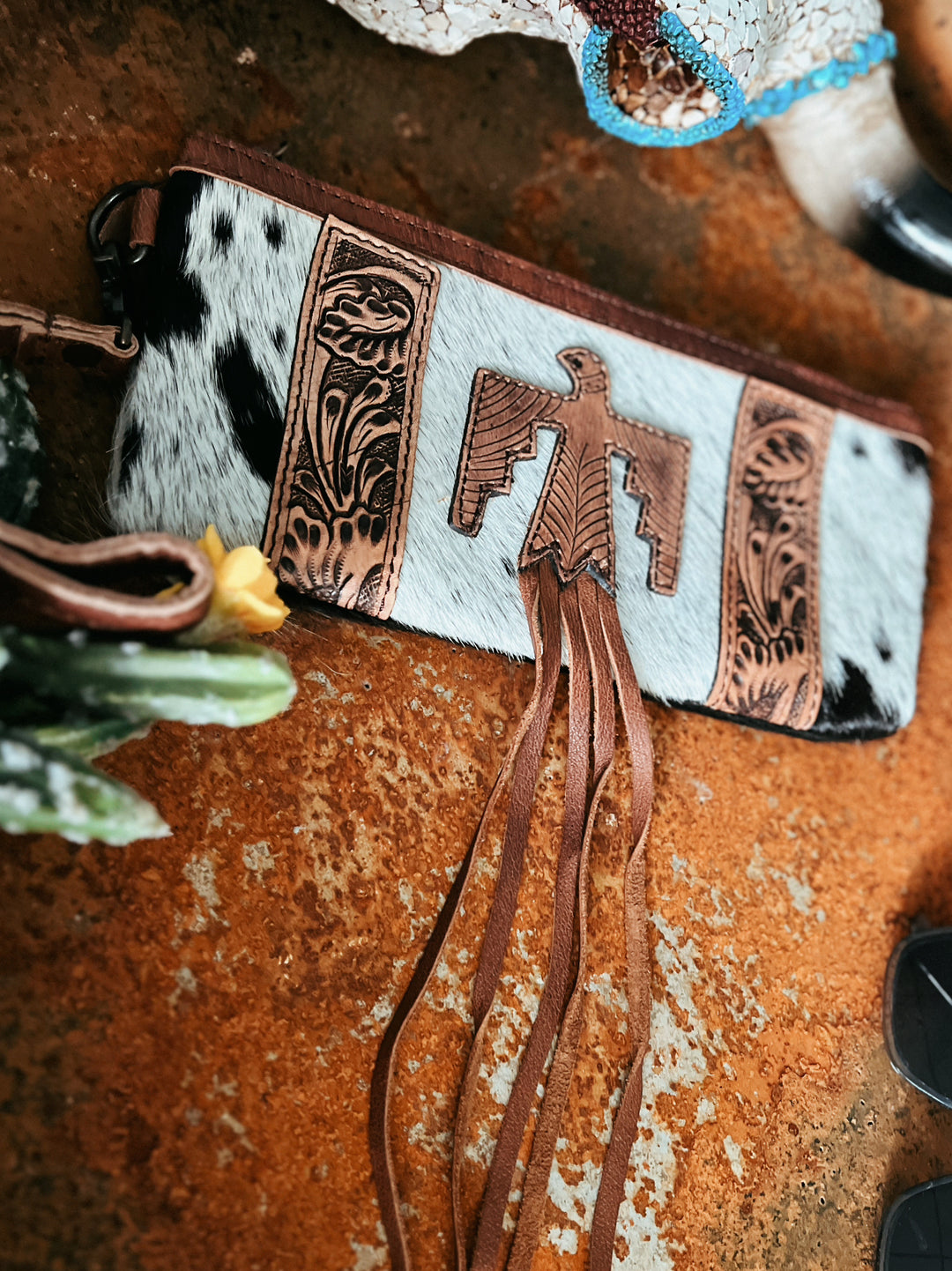 Darling Leather Thunderbird Wristlet | gussieduponline