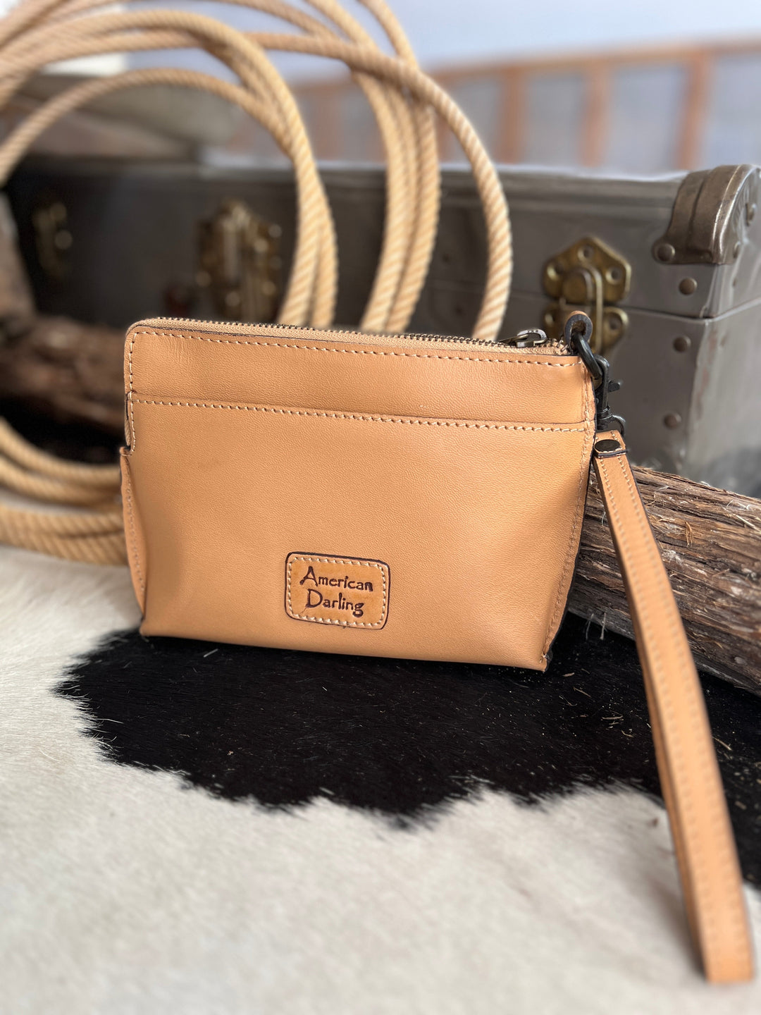 Darling Small Hand Tooled Leather Wristlet Pouch Bag | gussieduponline