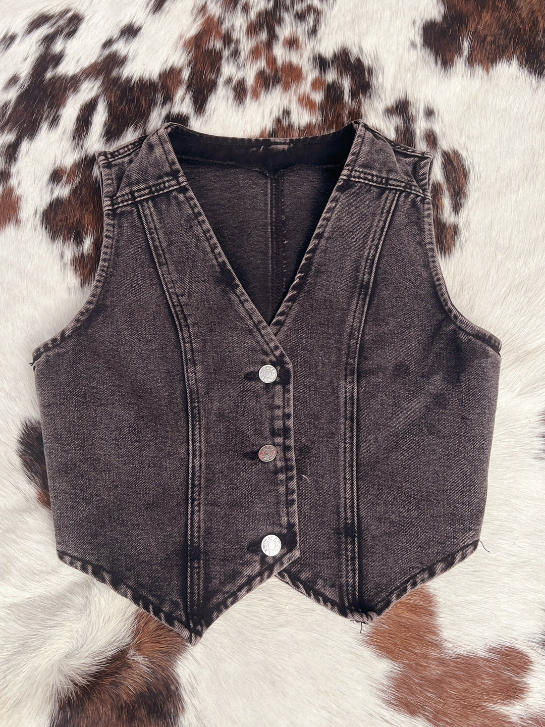 Denim Button Up Western Vest - 2 Colors | gussieduponline