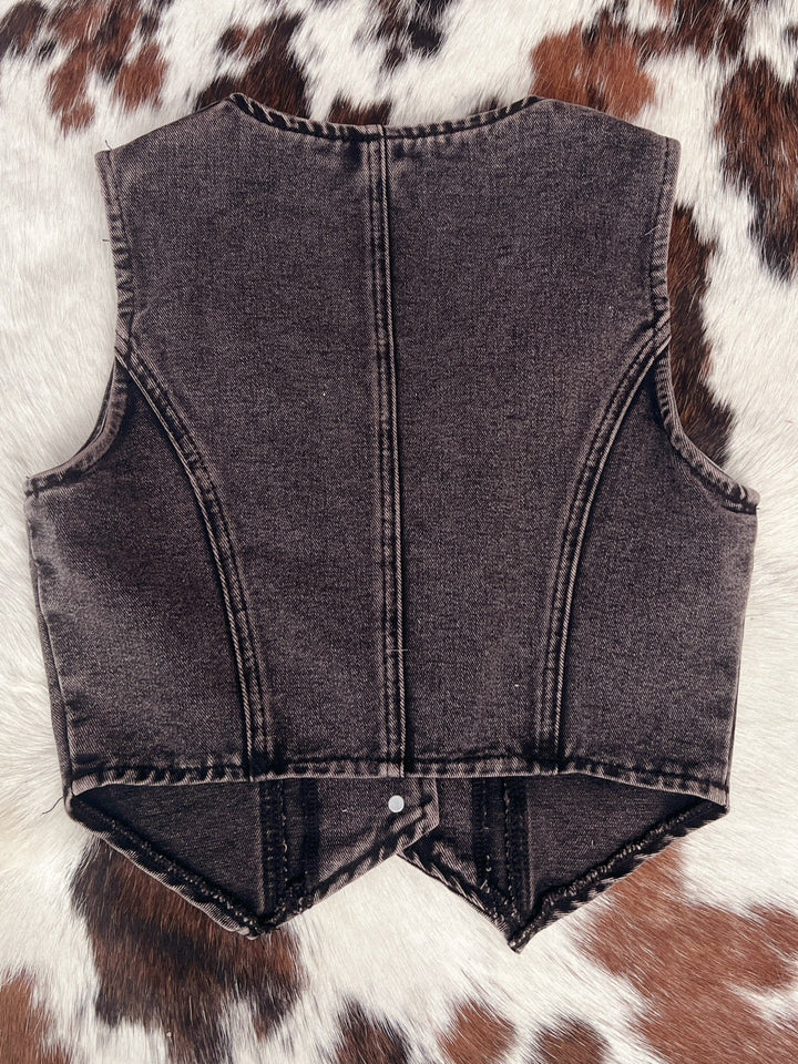 Denim Button Up Western Vest - 2 Colors | gussieduponline